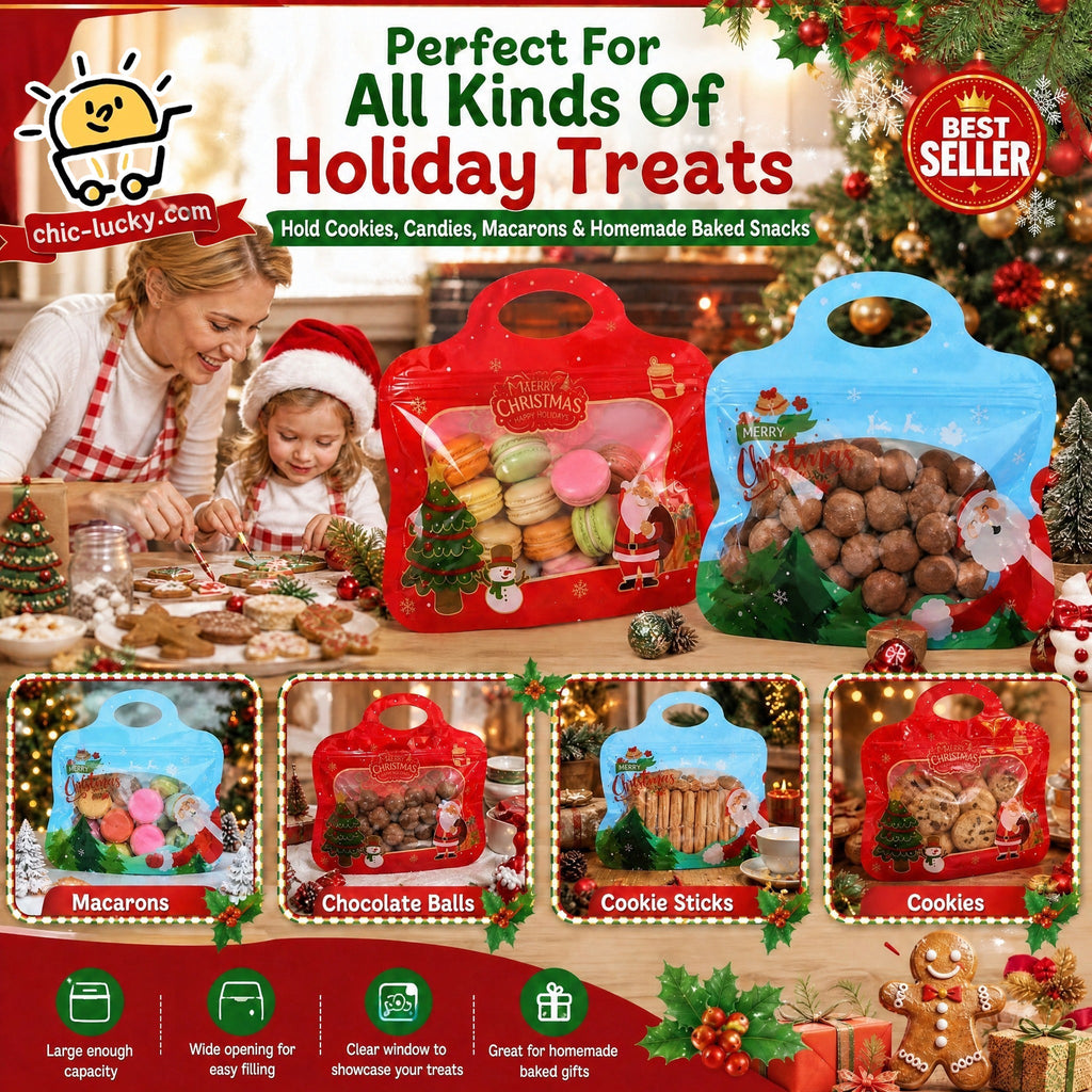 🎁70% OFF!!!-Ready for Christmas!🎅Easy Fill, Easy Seal🎄Festive Self-Seal Treat Bags – Santa & Snowman Print | Resealable, Food-Safe & Perfect for Cookies, Chocolates & Little Gifts🎅⛄