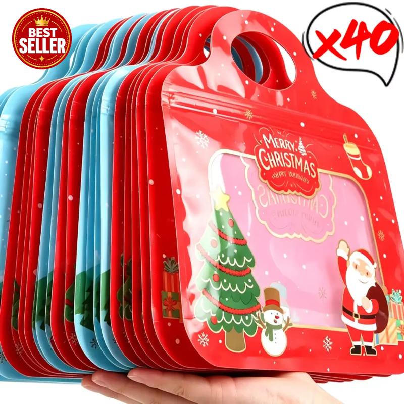 🎁70% OFF!!!-Ready for Christmas!🎅Easy Fill, Easy Seal🎄Festive Self-Seal Treat Bags – Santa & Snowman Print | Resealable, Food-Safe & Perfect for Cookies, Chocolates & Little Gifts🎅⛄