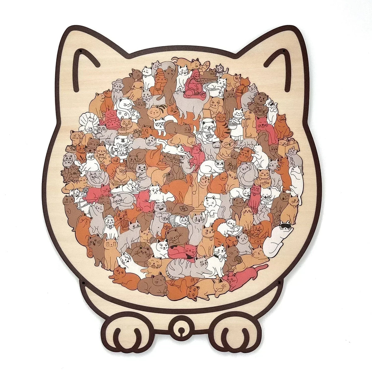 🎁70% OFF!!!-Ready for Christmas!🎅🧩135-Piece Cute Cat Puzzle Challenge Irregular Shaped Wooden Jigsaw Puzzle👍🎁Stress Relief Enthusiast Gift, Christmas Gift✨