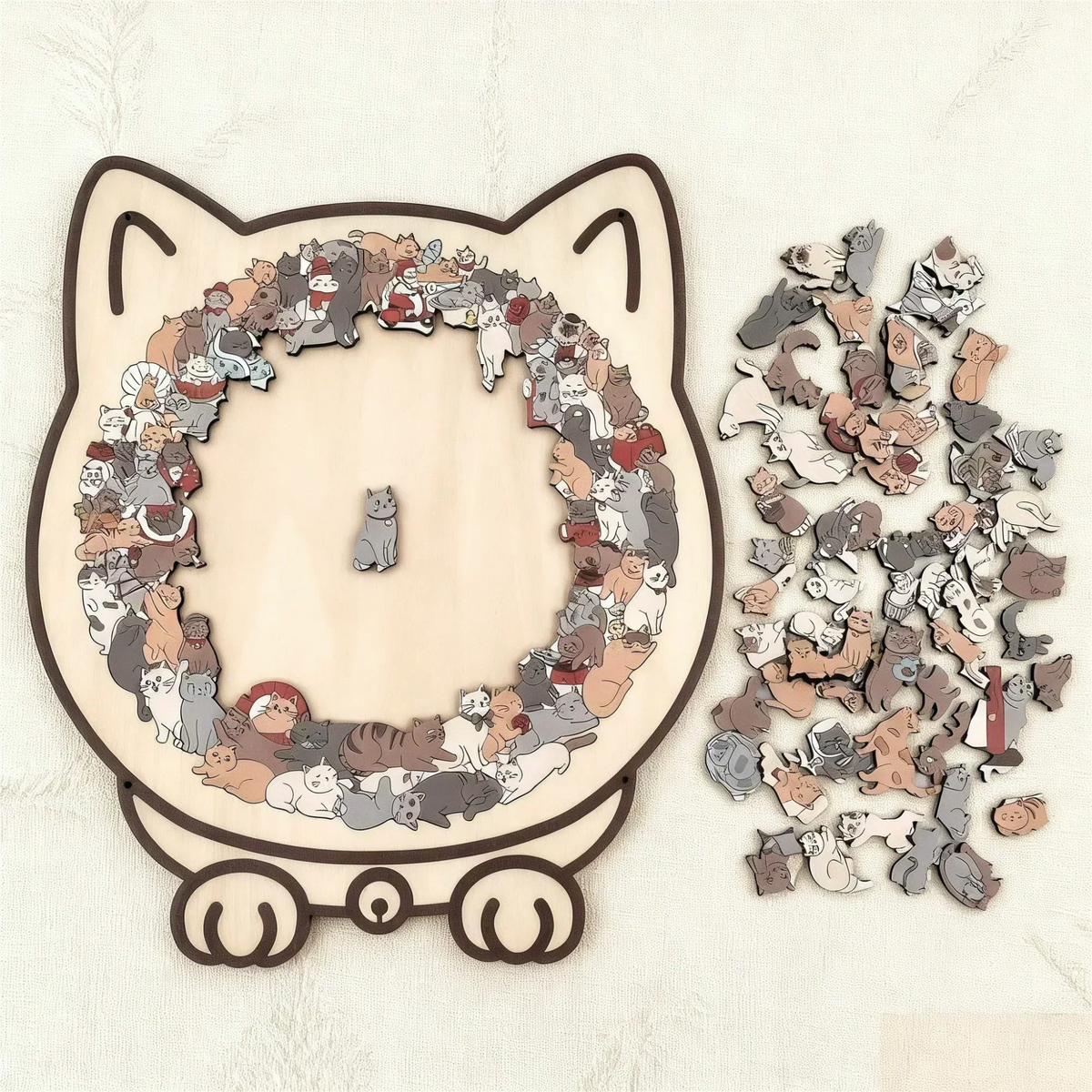🎁70% OFF!!!-Ready for Christmas!🎅🧩135-Piece Cute Cat Puzzle Challenge Irregular Shaped Wooden Jigsaw Puzzle👍🎁Stress Relief Enthusiast Gift, Christmas Gift✨