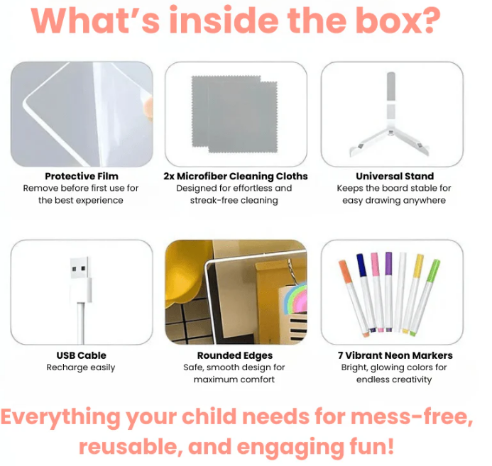 🌲Early Christmas Sales 50% OFF🎁✨Kids Luminous Led Drawing Lamp Board 👍-Erasable Reusable Board for Kids Learning