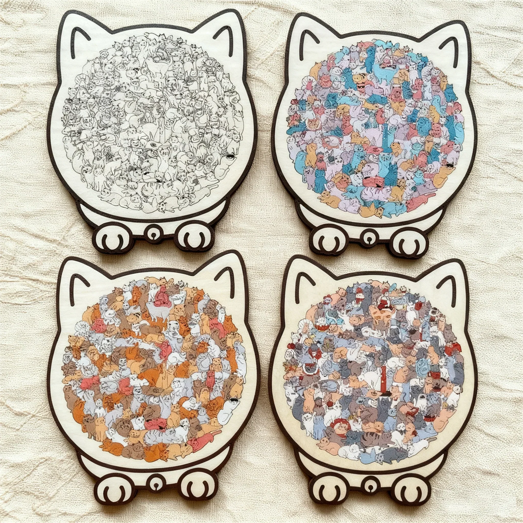 🎁70% OFF!!!-Ready for Christmas!🎅🧩135-Piece Cute Cat Puzzle Challenge Irregular Shaped Wooden Jigsaw Puzzle👍🎁Stress Relief Enthusiast Gift, Christmas Gift✨