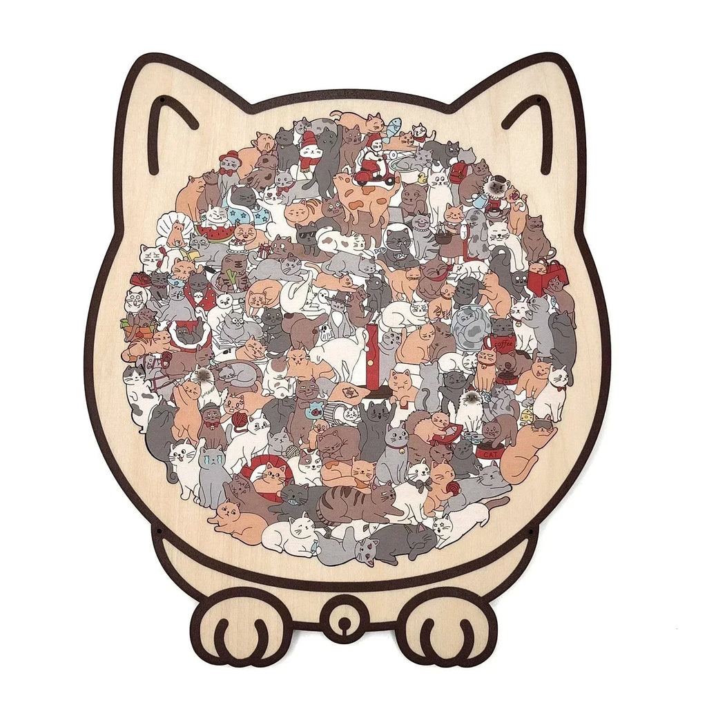 🎁70% OFF!!!-Ready for Christmas!🎅🧩135-Piece Cute Cat Puzzle Challenge Irregular Shaped Wooden Jigsaw Puzzle👍🎁Stress Relief Enthusiast Gift, Christmas Gift✨