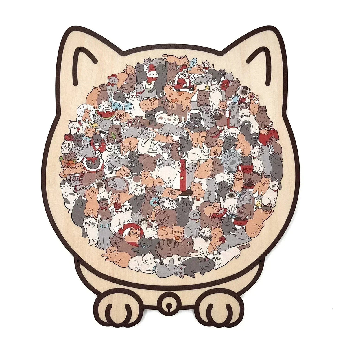 🎁70% OFF!!!-Ready for Christmas!🎅🧩135-Piece Cute Cat Puzzle Challenge Irregular Shaped Wooden Jigsaw Puzzle👍🎁Stress Relief Enthusiast Gift, Christmas Gift✨