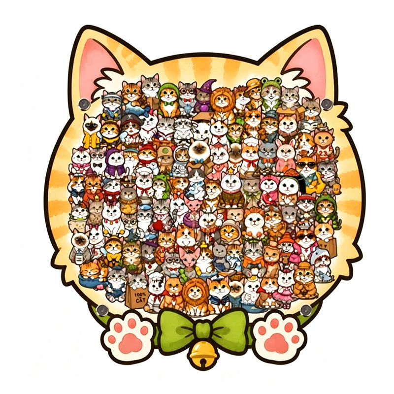 🎁70% OFF!!!-Ready for Christmas!🎅🧩135-Piece Cute Cat Puzzle Challenge Irregular Shaped Wooden Jigsaw Puzzle👍🎁Stress Relief Enthusiast Gift, Christmas Gift✨