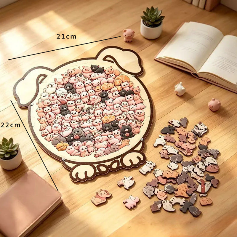 🎁70% OFF!!!-Ready for Christmas!🎅🧩135-Piece Cute Cat Puzzle Challenge Irregular Shaped Wooden Jigsaw Puzzle👍🎁Stress Relief Enthusiast Gift, Christmas Gift✨