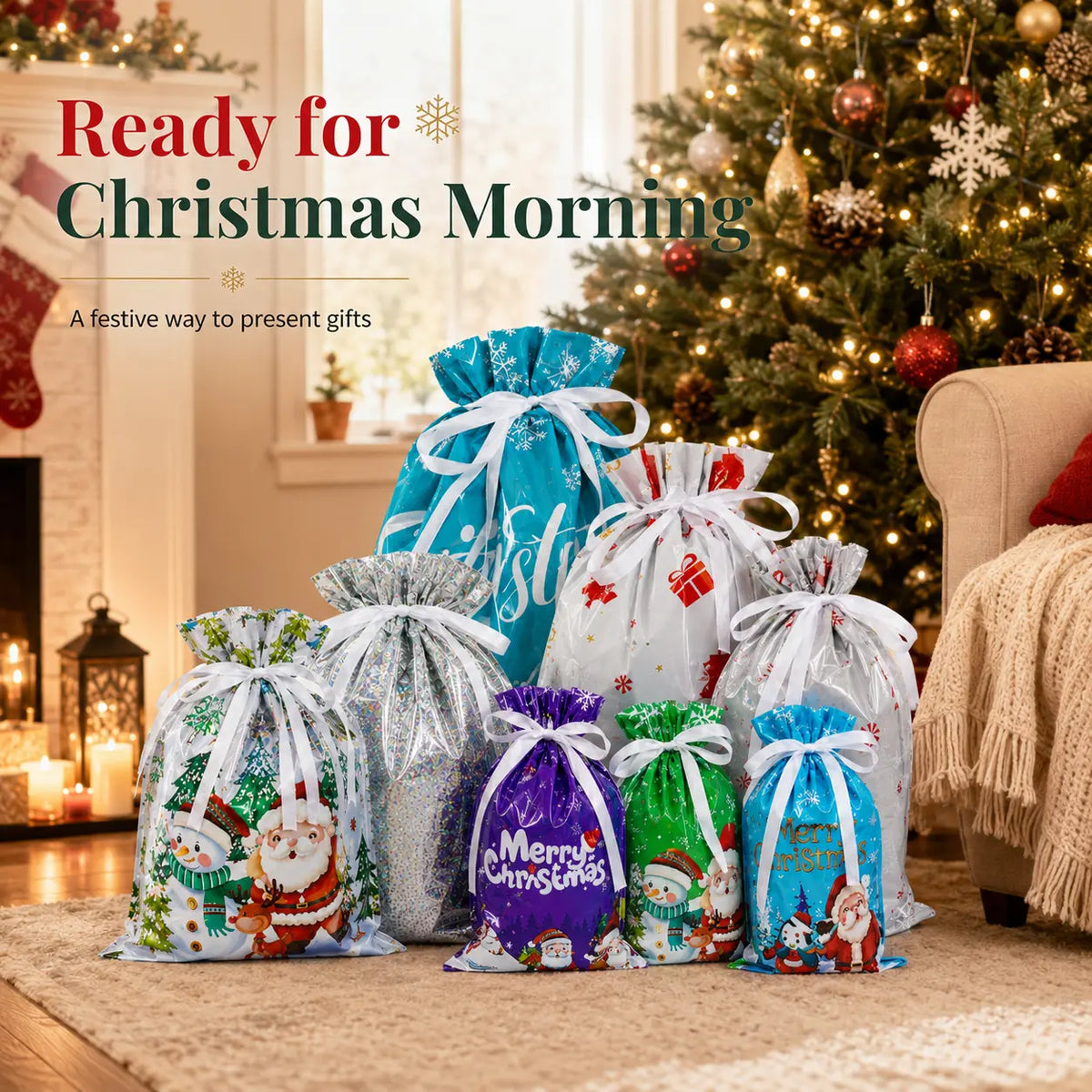 🎁70% OFF!!!-Ready for Christmas!🎅Drawstring Christmas Gift Bags (Biodegradable)🎁