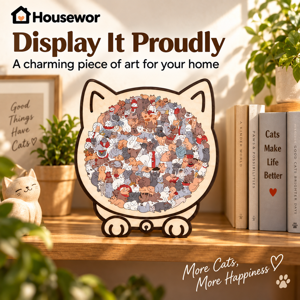 🎁70% OFF!!!-Ready for Christmas!🎅🧩135-Piece Cute Cat Puzzle Challenge Irregular Shaped Wooden Jigsaw Puzzle👍🎁Stress Relief Enthusiast Gift, Christmas Gift✨