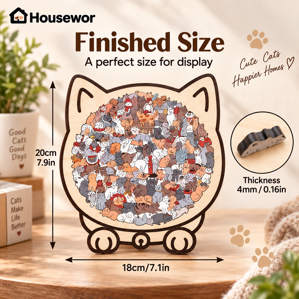 🎁70% OFF!!!-Ready for Christmas!🎅🧩135-Piece Cute Cat Puzzle Challenge Irregular Shaped Wooden Jigsaw Puzzle👍🎁Stress Relief Enthusiast Gift, Christmas Gift✨