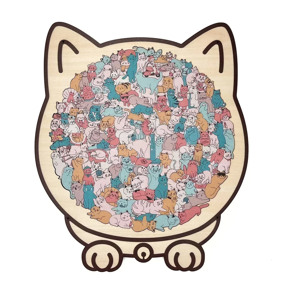🎁70% OFF!!!-Ready for Christmas!🎅🧩135-Piece Cute Cat Puzzle Challenge Irregular Shaped Wooden Jigsaw Puzzle👍🎁Stress Relief Enthusiast Gift, Christmas Gift✨