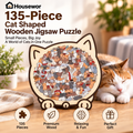 🎁70% OFF!!!-Ready for Christmas!🎅🧩135-Piece Cute Cat Puzzle Challenge Irregular Shaped Wooden Jigsaw Puzzle👍🎁Stress Relief Enthusiast Gift, Christmas Gift✨