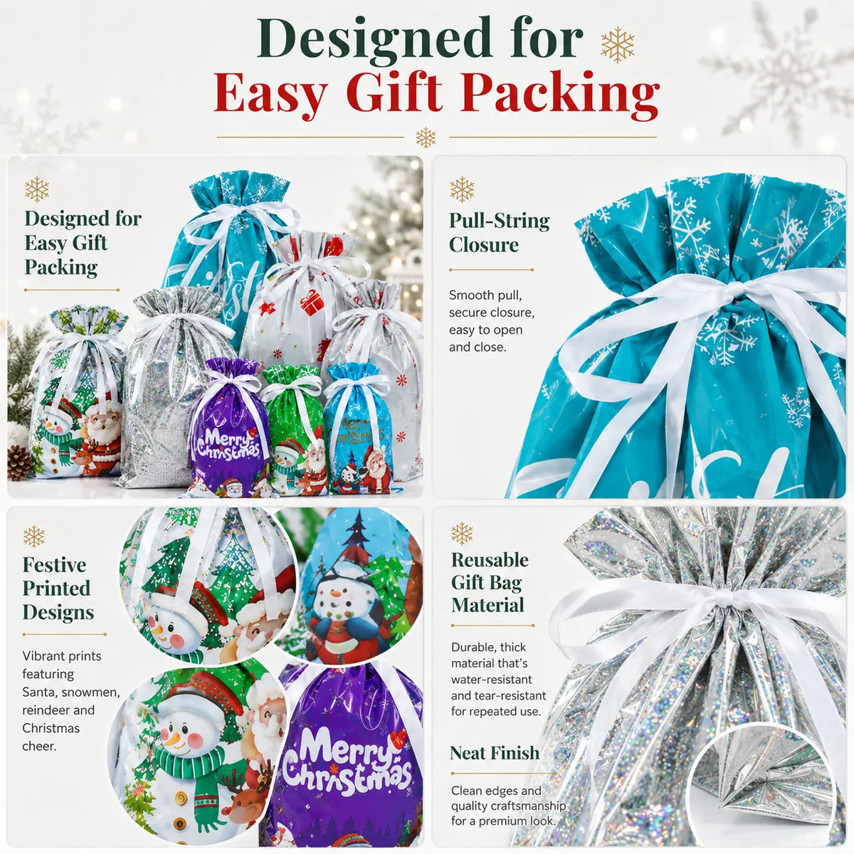 🎁70% OFF!!!-Ready for Christmas!🎅Drawstring Christmas Gift Bags (Biodegradable)🎁