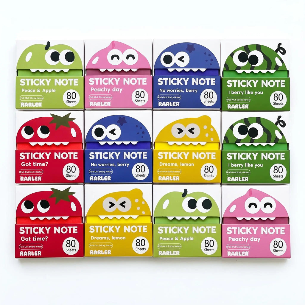 🎁💝70% OFF!!!-Ready for Christmas!🎄Transparent Pull-Out Glitter Sticky Notes（Includes Christmas gift styles and fruit styles）-6 Boxes, 80 Sheets Per Box