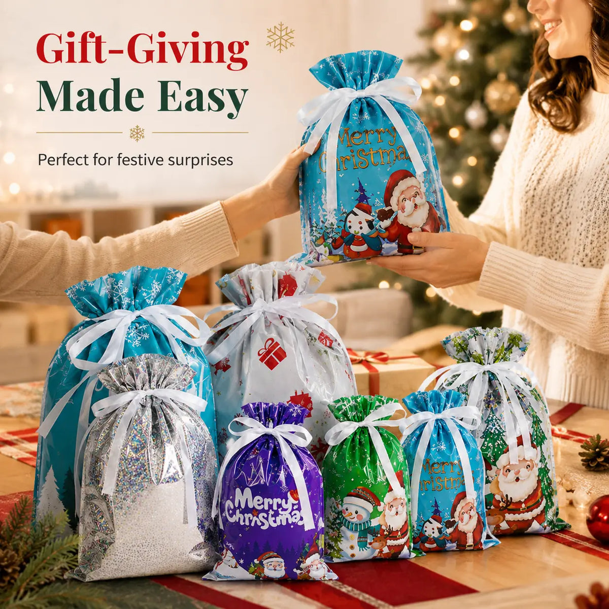 🎁70% OFF!!!-Ready for Christmas!🎅Drawstring Christmas Gift Bags (Biodegradable)🎁