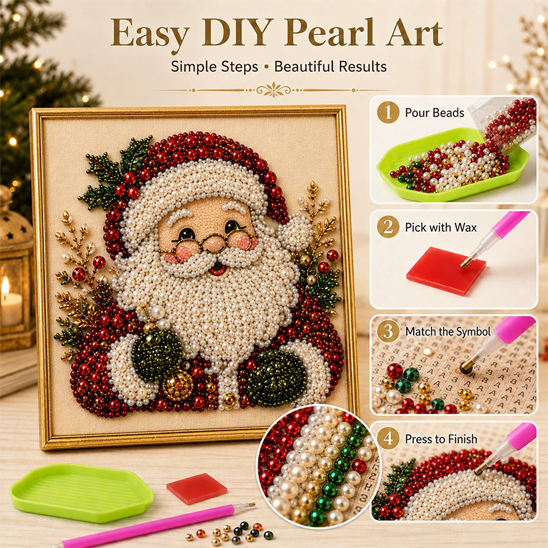 🔥Last Day 49% OFF - ✨🧘Relaxing & Beginner-Friendly - 🎨💎DIY Christmas Pearl Diamond Art Kit