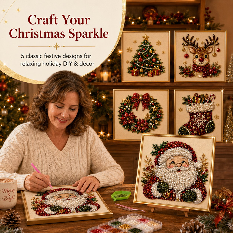 🔥Last Day 49% OFF - ✨🧘Relaxing & Beginner-Friendly - 🎨💎DIY Christmas Pearl Diamond Art Kit