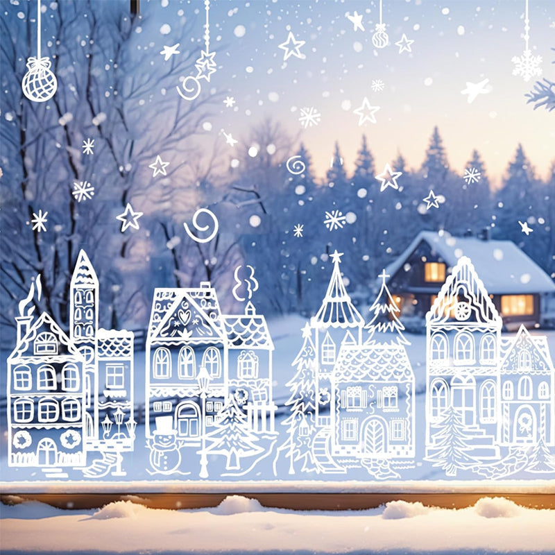 🔥LAST DAY SALE ONLY￡6.99!🎁🎄Christmas Village Window Sticker Set