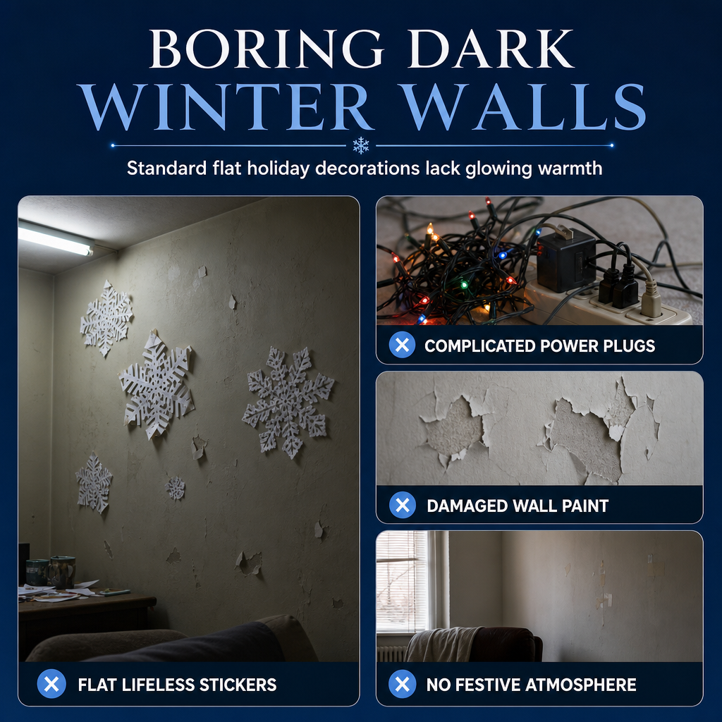 ✨LAST DAY SALE ￡5.99!!💞50K+ SOLD!❄️Glowing Snowflake Night Light Wall Stickers