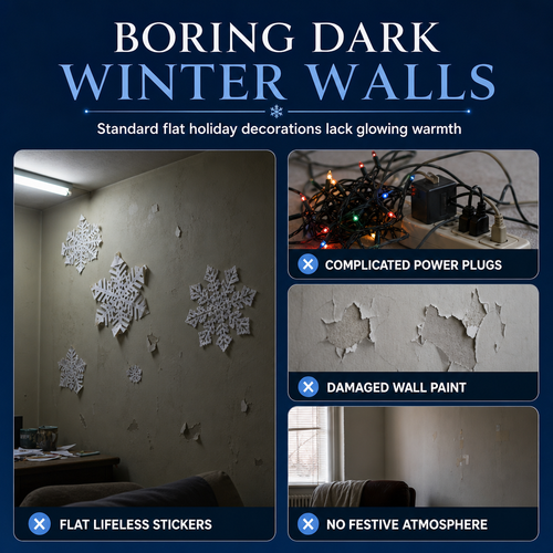 ✨LAST DAY SALE ￡5.99!!💞50K+ SOLD!❄️Glowing Snowflake Night Light Wall Stickers