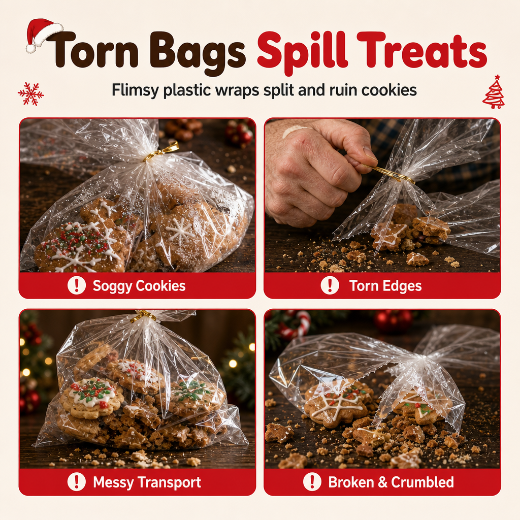 ⏳LAST DAY SALE 50% OFF 🎅🔥50 Pack Christmas Candy Bags Cartoon Stand Up Zipper Pouches for Snowflake Crisp Cookie and Baking Food Packaging