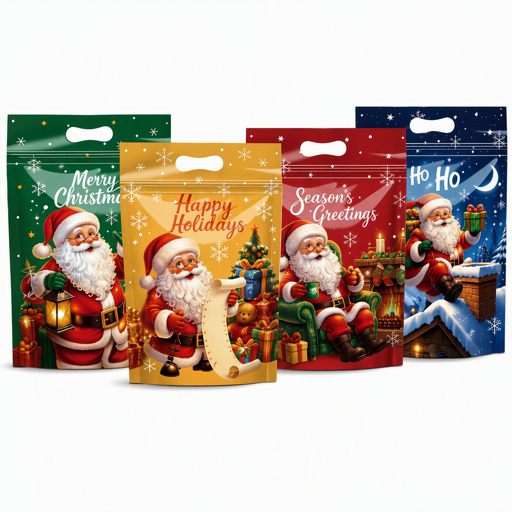 ⏳LAST DAY SALE 50% OFF 🎅🔥50 Pack Christmas Candy Bags Cartoon Stand Up Zipper Pouches for Snowflake Crisp Cookie and Baking Food Packaging