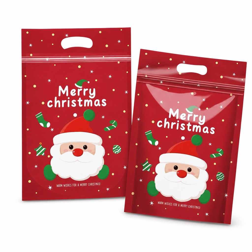 ⏳LAST DAY SALE 50% OFF 🎅🔥50 Pack Christmas Candy Bags Cartoon Stand Up Zipper Pouches for Snowflake Crisp Cookie and Baking Food Packaging