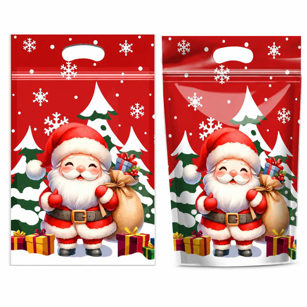 ⏳LAST DAY SALE 50% OFF 🎅🔥50 Pack Christmas Candy Bags Cartoon Stand Up Zipper Pouches for Snowflake Crisp Cookie and Baking Food Packaging
