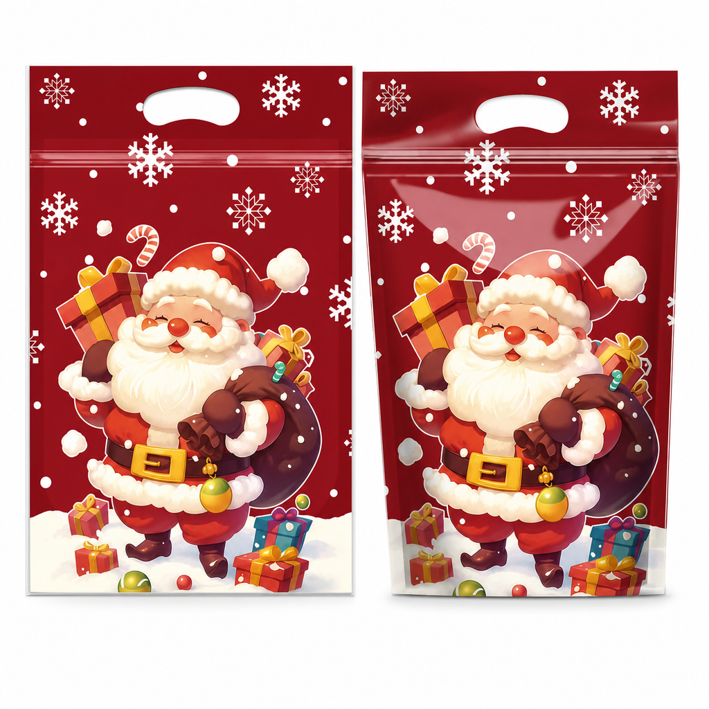 ⏳LAST DAY SALE 50% OFF 🎅🔥50 Pack Christmas Candy Bags Cartoon Stand Up Zipper Pouches for Snowflake Crisp Cookie and Baking Food Packaging