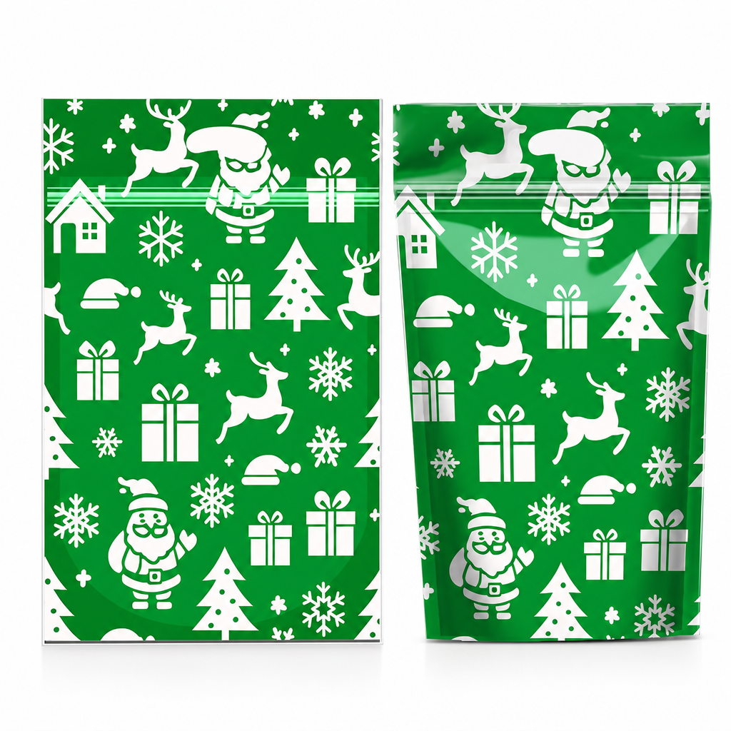 ⏳LAST DAY SALE 50% OFF 🎅🔥50 Pack Christmas Candy Bags Cartoon Stand Up Zipper Pouches for Snowflake Crisp Cookie and Baking Food Packaging