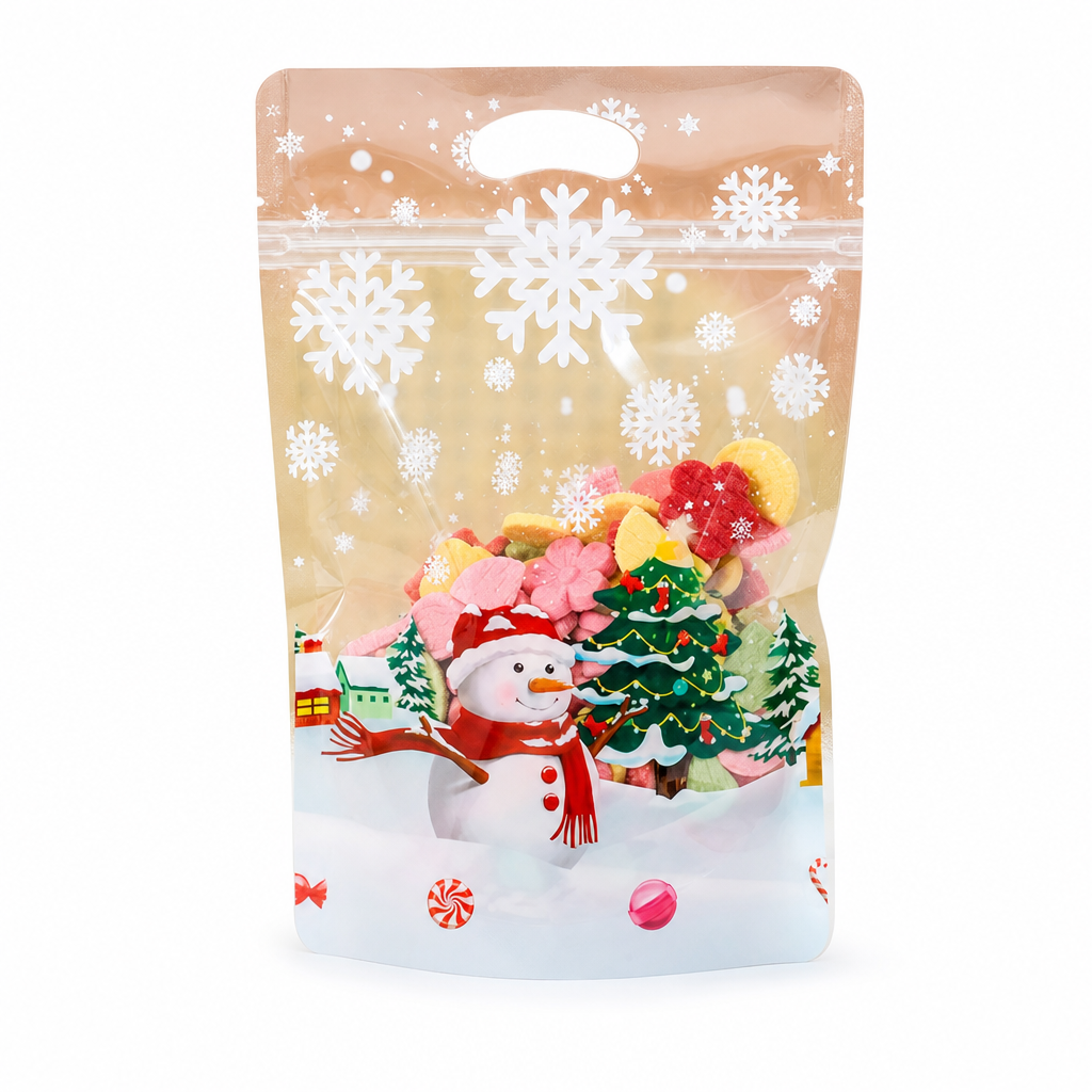 ⏳LAST DAY SALE 50% OFF 🎅🔥50 Pack Christmas Candy Bags Cartoon Stand Up Zipper Pouches for Snowflake Crisp Cookie and Baking Food Packaging