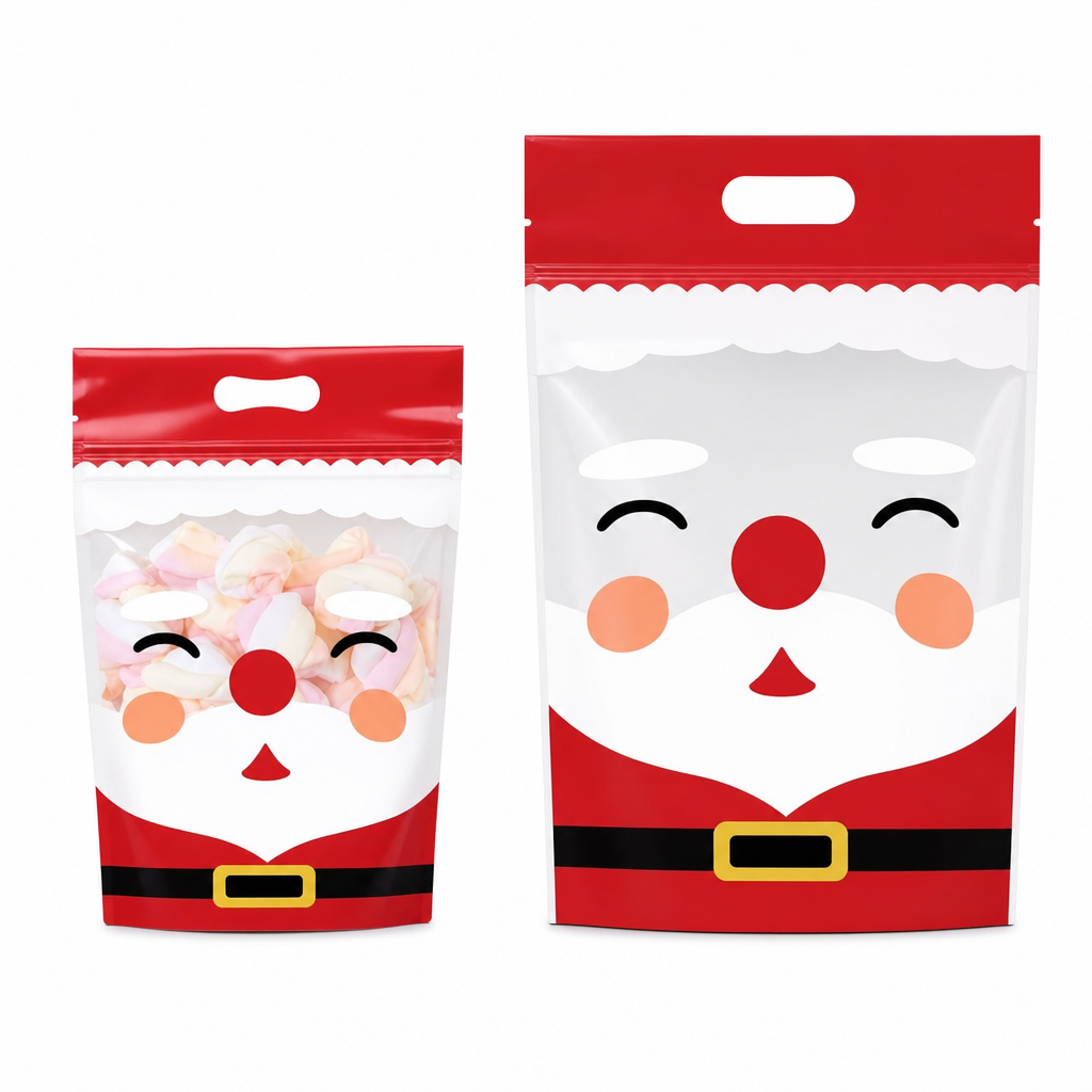 ⏳LAST DAY SALE 50% OFF 🎅🔥50 Pack Christmas Candy Bags Cartoon Stand Up Zipper Pouches for Snowflake Crisp Cookie and Baking Food Packaging