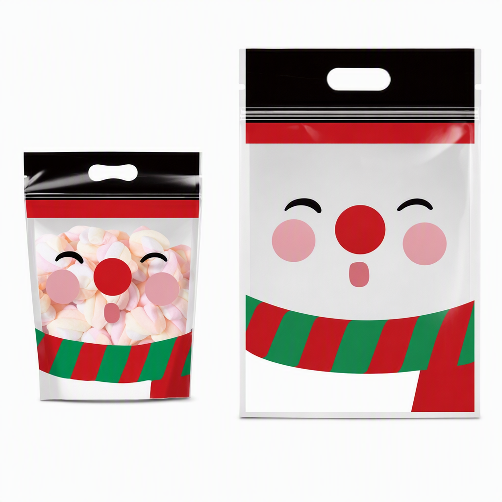 ⏳LAST DAY SALE 50% OFF 🎅🔥50 Pack Christmas Candy Bags Cartoon Stand Up Zipper Pouches for Snowflake Crisp Cookie and Baking Food Packaging